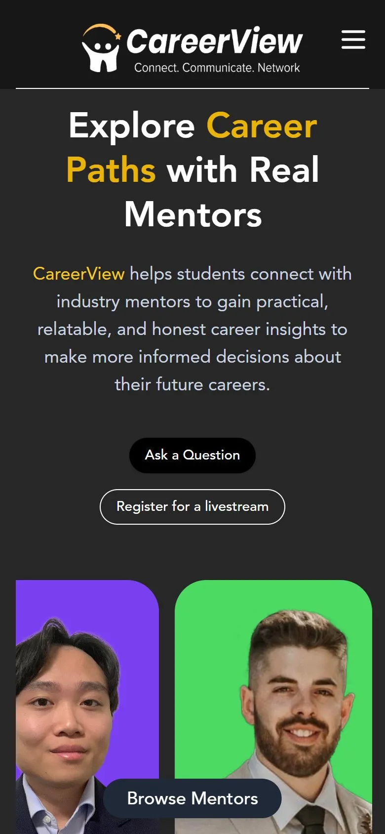 CareerView on mobile